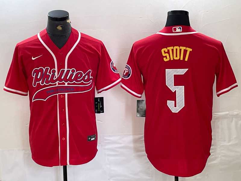 Men%27s Philadelphia Phillies #5 Bryson Stott Red Cool Base Stitched Baseball Jersey->philadelphia phillies->MLB Jersey